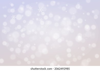 Blurry snow background. Abstract wInter holidays backdrop. Pastel color pallete. Line art snowflakes.