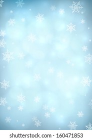 Blurry snow background with bokeh effects. EPS10 vector.