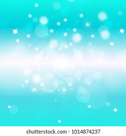 Blurry Star dust scatter and light ray shiny blinking on soft green fresh abstract background