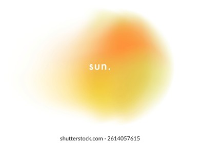Blurry sun gradient shape. Abstract   light sunny sky gradient background. Aesthetic yellow and orange color blurred cloud. Vector soft sunlight backdrop. Sunburst pattern. Aura gradation circle