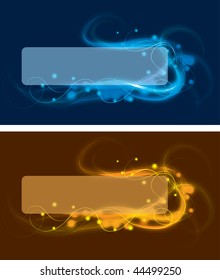 Blurry swirling light effect blue and orange boxes. eps10 file with transparency.