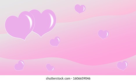 Blurry Valentines background with pink hearts and stars, illustration.