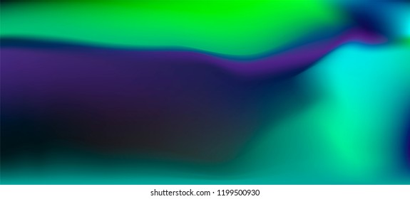 Blurry vector background. Holographic shiny colors, blue, green, purple.