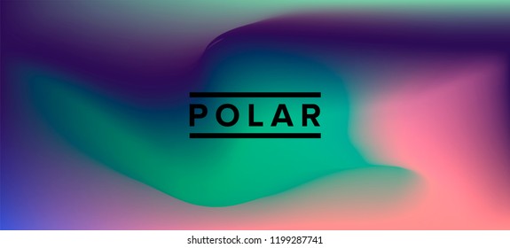 Blurry vector background of polar lights. Holographic shiny colors, blue, yellow, green, purple, pink.