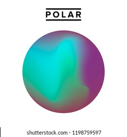 Blurry vector circle with polar lights gradient. Holographic shiny colors, blue, yellow, green, purple, pink.