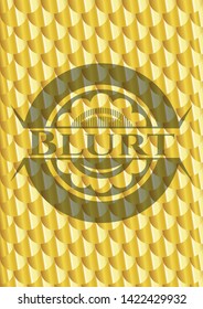 Blurt gold badge. Scales pattern. Vector Illustration. Detailed.