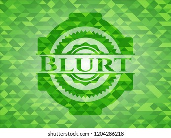 Blurt green emblem with mosaic background