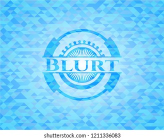 Blurt light blue emblem with triangle mosaic background