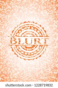 Blurt orange tile background illustration. Square geometric mosaic seamless pattern with emblem inside.