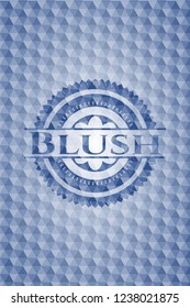 Blush blue polygonal badge.