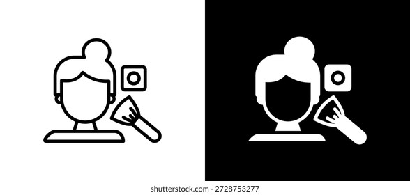 Blush Brush Icon lineglyph Vector Illustration