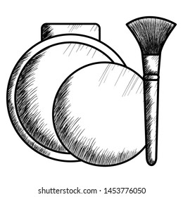 blush and brush make up drawing icon