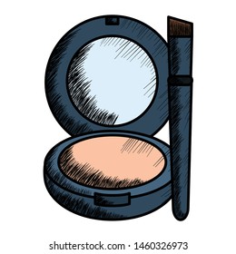 blush and brush make up drawing icon