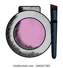 blush and brush make up drawing icon