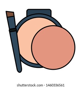 blush and brush make up drawing icon