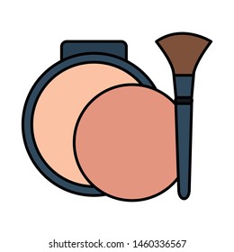 blush and brush make up drawing icon