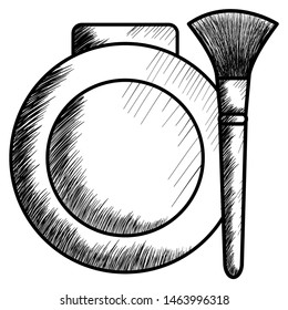 blush and brush make up drawing icon