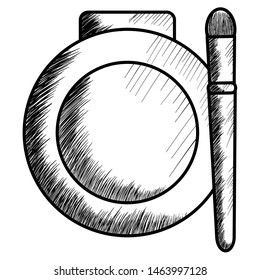 blush and brush make up drawing icon