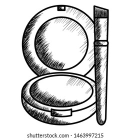 blush and brush make up drawing icon