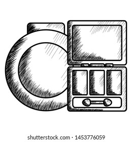 blush and eye shadows make up drawing icon