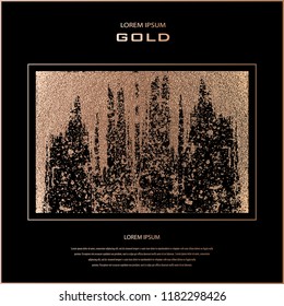 Blush gold. Abstract golden quartz background. Vector illustration. Copper foil. Bronze glitter grunge texture. Patina scratch, cracks golden elements. Vintage illustration.