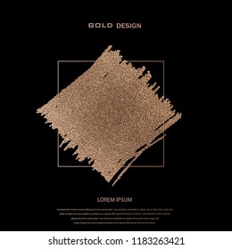 Blush gold. Abstract golden quartz background. Vector illustration. Copper foil. Bronze glitter grunge texture. Patina scratch, cracks golden elements. Vintage illustration.