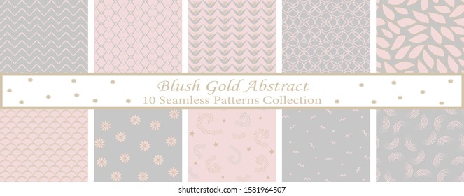 Blush Gold Abstract Set of 10 Seamless Patterns, Great for For Backgrounds, Wallpapers, Fabrics and many more Designs
