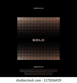 Blush gold pattern. Abstract golden quartz background. Vector illustration. Copper foil halftone. Bronze glitter polka dots. Geometric pattern. Creative stylish texture. Abstract minimal backdrop