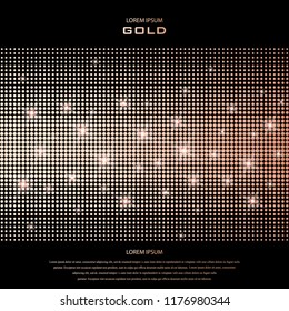 Blush gold pattern. Abstract golden quartz background. Vector illustration. Copper foil halftone. Bronze glitter polka dots. Geometric pattern. Creative stylish texture. Abstract minimal backdrop