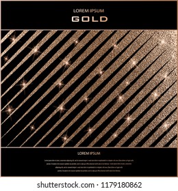 Blush gold pattern. Abstract golden quartz background. Vector illustration. Copper foil diagonal line Bronze glitter stripes Geometric pattern. Stylish texture Abstract minimal backdrop Patina effect.