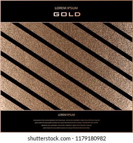 Blush gold pattern. Abstract golden quartz background. Vector illustration. Copper foil diagonal line Bronze glitter stripes Geometric pattern. Stylish texture Abstract minimal backdrop Patina effect.