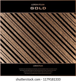 Blush gold pattern. Abstract golden quartz background. Vector illustration. Copper foil diagonal line Bronze glitter stripes Geometric pattern. Stylish texture Abstract minimal backdrop Patina effect.