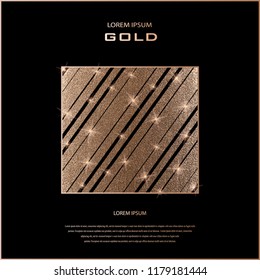 Blush gold pattern. Abstract golden quartz background. Vector illustration. Copper foil diagonal line Bronze glitter stripes Geometric pattern. Stylish texture Abstract minimal backdrop Patina effect.