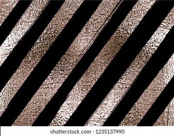 Blush gold pattern. Abstract golden quartz background. Vector illustration. Copper foil diagonal line Bronze glitter stripes Geometric pattern. Stylish texture Abstract minimal backdrop Patina effect.