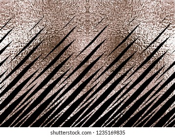 Blush gold pattern. Abstract golden quartz background. Vector illustration. Copper foil diagonal line Bronze glitter stripes Geometric pattern. Stylish texture Abstract minimal backdrop Patina effect.