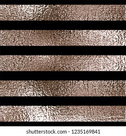 Blush gold pattern. Abstract golden quartz background. Vector illustration. Copper foil line. Bronze glitter stripes. Geometric pattern. Stylish texture. Abstract minimal backdrop. Patina effect.