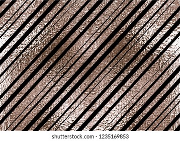 Blush gold pattern. Abstract golden quartz background. Vector illustration. Copper foil diagonal line Bronze glitter stripes Geometric pattern. Stylish texture Abstract minimal backdrop Patina effect.