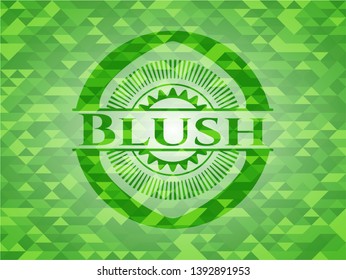 Blush green emblem with triangle mosaic background. Vector Illustration. Detailed.