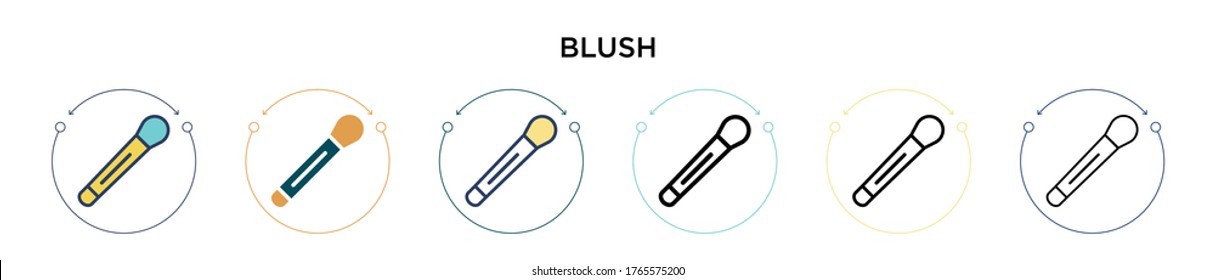 Blush icon in filled, thin line, outline and stroke style. Vector illustration of two colored and black blush vector icons designs can be used for mobile, ui, web