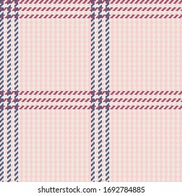 Blush, Ivory, Navy, & Dusty Rose Twill Weave windowpane Plaid Seamless Vector Illustration