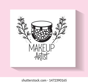 blush make up in floral frame elegant