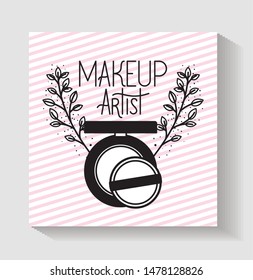 blush make up in floral frame elegant