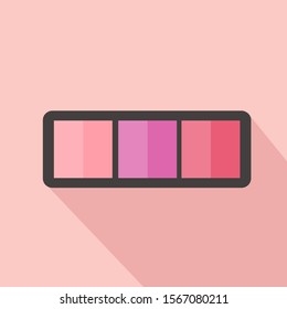 Blush On Cosmetic Design Element Flat Linear Colored on Pink Background with Long Shadow Vector Illustration