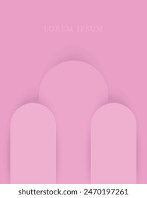 Blush pink 3D frame design. Geometric backdrop for cosmetic product display. Vector illustration.  Mockup for presentation cosmetic products, goods, advertising, design in soft gradient background. 