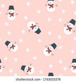 Blush pink modern Christmas pattern, cute seamless winter background 