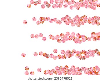 Blush pink sequin confetti scatter vector illustration. Birthday anniversary greeting card background. Chic shiny tinsel elements holiday glitter. Birthday celebration confetti.