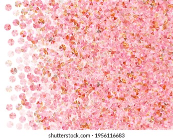 Blush pink spangles confetti scatter vector background. Birthday anniversary greeting card background. Luxury sparkling tinsel particles holiday decoration. Birthday celebration confetti.