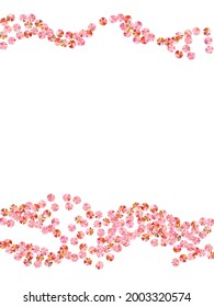 Blush pink tinsels confetti placer vector composition. Birthday anniversary greeting card background. Round sparkling foil elements holiday decoration. Birthday celebration confetti.