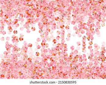 Blush pink tinsels confetti scatter vector background. International Women's Day March 8th card background. Metallic lustering bead elements holiday decoration. Confetti for Mother's day.