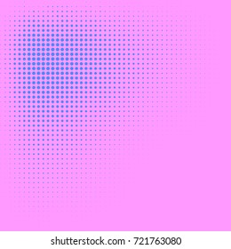 Blush pink and violet blue color halftone vector background. Candy color halftone tile. Pale color palette halftone patterns. Retro style cover. Vintage banner template. Abstract retro dotted texture